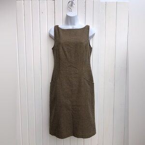 Ralph Lauren | Vintage Wool Blend Checkered Pinafore Dress Pockets Zip Up Lined